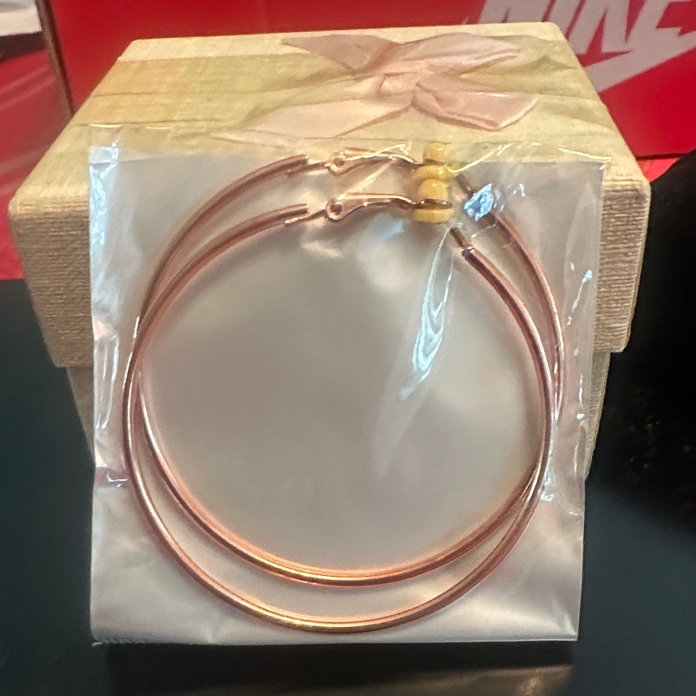 Large Rose Gold Clip Hoop Earrings
